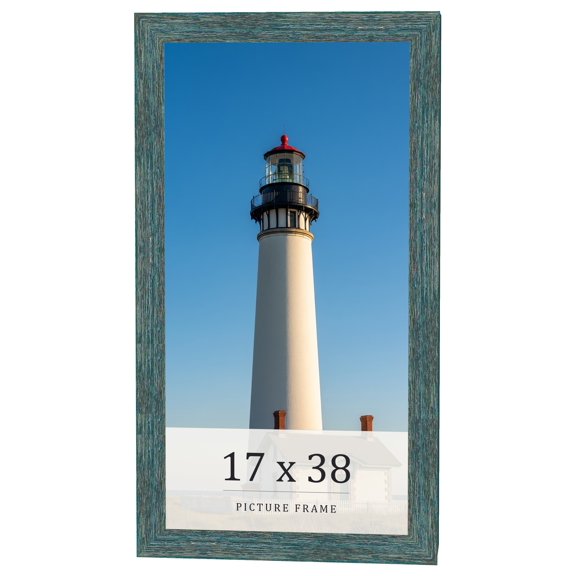 17x38 Frame Blue Rustic Barnwood Solid Wood Picture Frame Width 1.25 Inches | Interior Depth 0.5