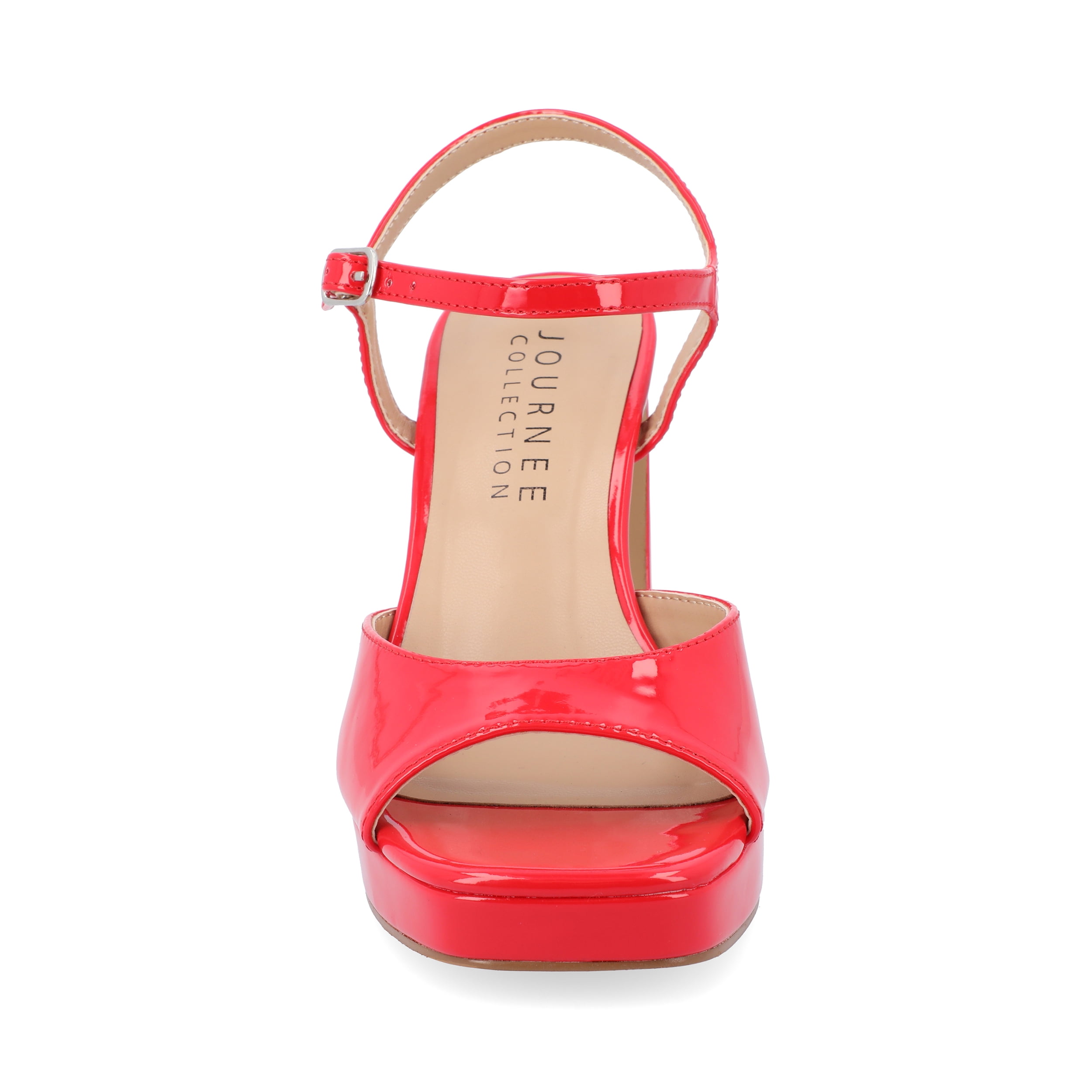 Journee Womens Ziarre Patent Vegan Leather Ankle Strap Platform Dress Sandals