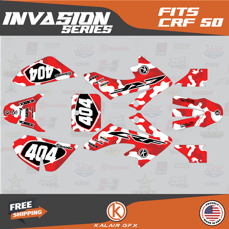 Kalair GFX Graphics Kit for Honda CRF50 (2004-2012) Invasion Series Kalair GFX Graphics Kit for Honda CRF50 (2004-2012) Invasion Series