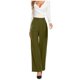 thumbnail image 1 of Pantalones anchos de color liso, cintura alta y corte drapeado, pantalones de traje informal, 1 of 4