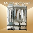 thumbnail image 2 of LEDREM Heavy Duty Garment Rack , Iron and Wood Closet Organizer with Hanging Rods & Shelves , Freestanding Storage for Bedroom , 70.9 Inch ,Ebony Black, 2 of 5
