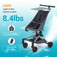 thumbnail image 3 of CazToi Lightweight Compact One-Hand Fold Stroller Adjustable Canopy Travel Black, 3 of 7
