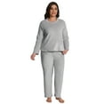 thumbnail image 2 of MecTo Women Plus Size Fluffy Pajamas Sets, Lady Fleece Long Sleeves PJ, Grey, 2 piece, Size 5XL, 2 of 10