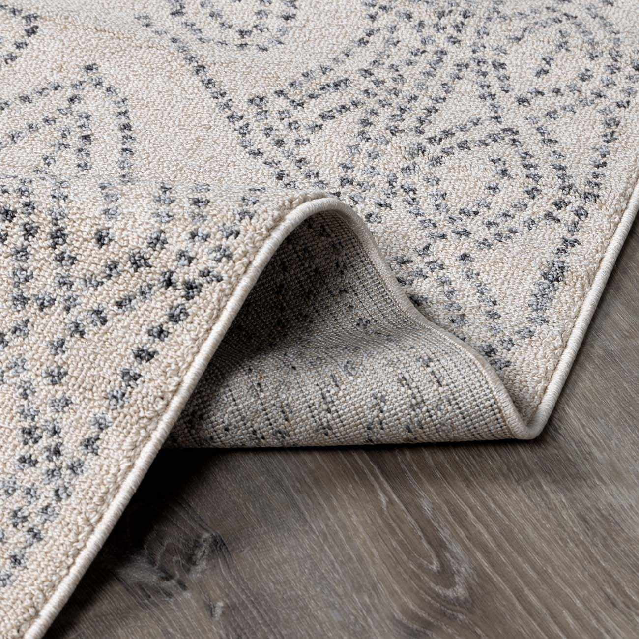 Hauteloom Birdwood Moroccan Farmhouse Hallway Entryway Runner Rug - Bohemian Long Carpet with Tassel - Boho Dot Pattern - Modern Minimalist Look - Beige, Cream, Gray - 2'7" x 7'3"