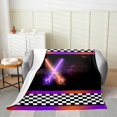 thumbnail image 2 of Erosebridal Teens Sports Sherpa Blanket, Lightsaber Fuzzy Blanket Throw, Racing Checkered Decor, 2 of 7
