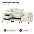 thumbnail image 5 of COPIAE 108" L Shaped Modular Sectional Cloud Couch with Ottoman, Snap-on Easy Installation 3 Seater Deep Seat Sofa With Storage Bag and Coffee Table for Living Room, Corduroy, Beige, 5 of 17