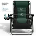 thumbnail image 3 of Hearth & Harbor Oversized Zero Gravity Chair, Padded Outdoor Lounge Chair with Headrest and Cup Holder, Black/Forest Green, 3 of 10