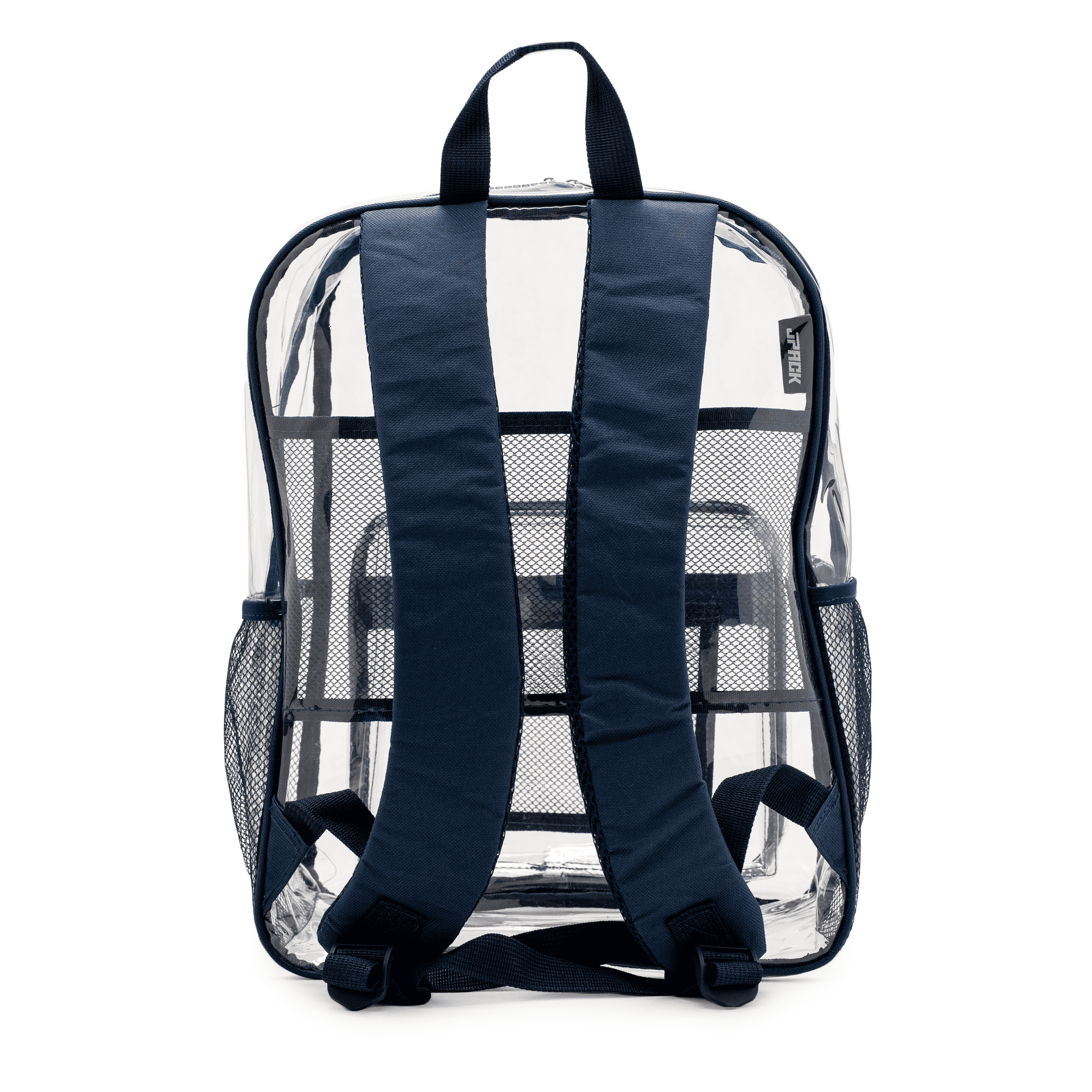 JPACK Clear Backpack – Heavy Duty Transparent Bookbag for Adults and Teens | School, Work, Travel, Stadiums (Navy Blue)