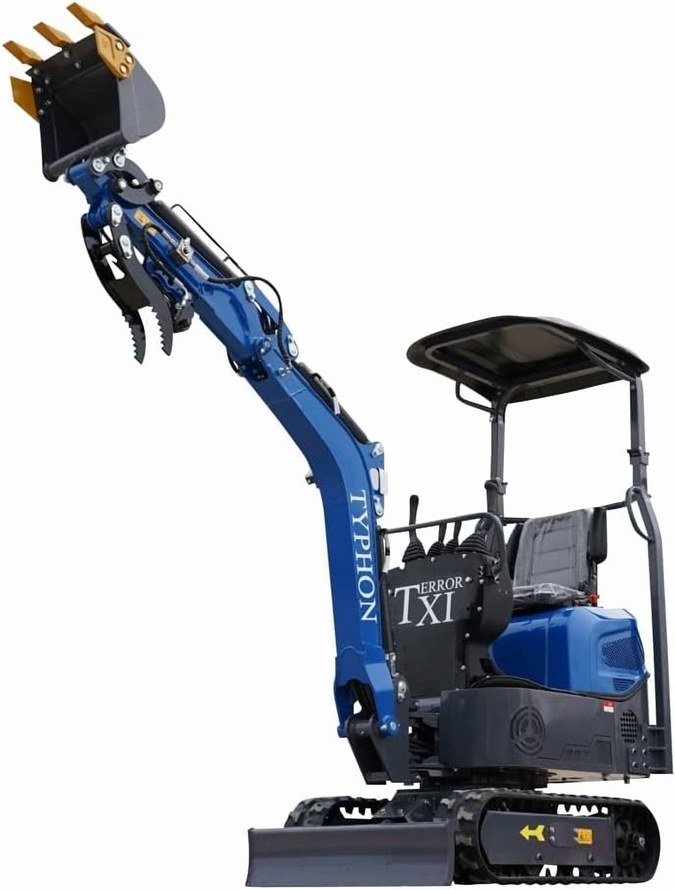 TYPHON Storm Mini Excavator - 1.1 Ton Trench Digger with Boom Swing, Bucket