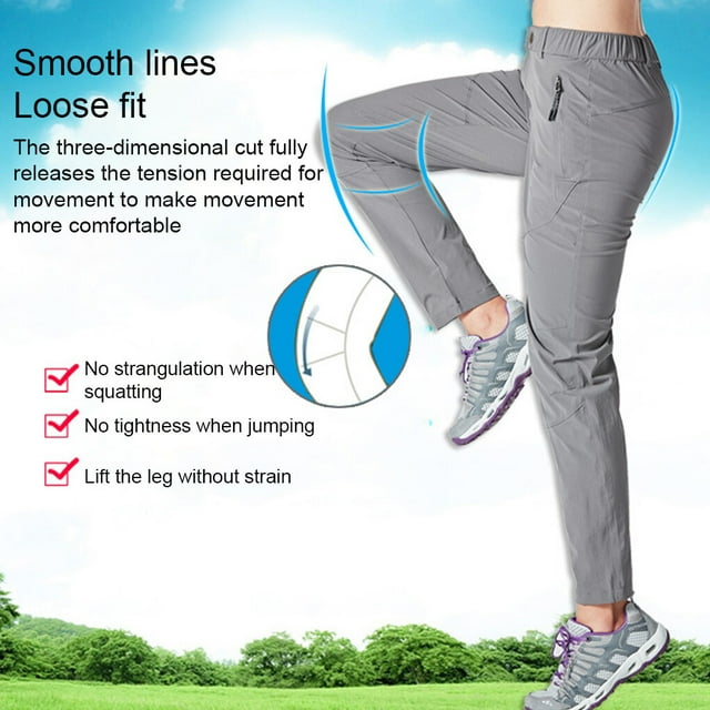 facefd Pantalon de Randonnée pour Femmes Séchage Rapide Camping Randonnée Pantalon Fin Imperméable Élastique Anti-Rayures pour Course Violet 3TG