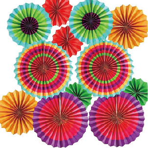 LCEYGNH Paper party decorations,Fiesta Paper Fan Party Decorations Set（Multicolored)