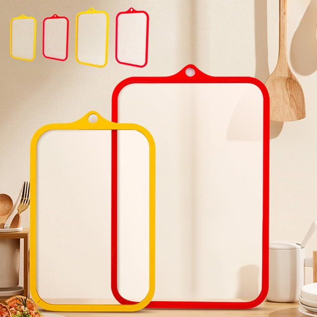 Tabla de cortar de vidrio templado - tabla de cortar de cocina de doble cara, 38x26cm y 30x20cm, bordes antideslizantes de silicona, resistente a altas temperaturas, fácil de limpiar