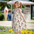 thumbnail image 5 of Gukieu Merry Christmas Santa Print Girls' Flying Sleeves Nightdress, Round Neck Sleeveless Princess Dress, Nightgown and Home Clothes-Large, 5 of 6