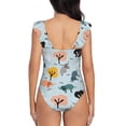 thumbnail image 6 of Yiaed Elephant Tree Print Women's Ruffled One Piece Swimsuit V Neck Swimwear Slimming Monokini for Woman-Medium, 6 of 8