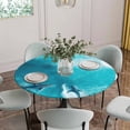 thumbnail image 5 of Teal Blue Ocean Shark Round Tablecloth for 36-44 Inch Tables, Fitted Table Cover with Elastic Edge, Coastal Wave Summer Beach Waterproof Outdoor Table Cloth Protector for Patio Garden Dinner Picnic, 5 of 9
