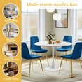thumbnail image 4 of Round Dining Table Set for 4, 31.5" White All-Metal Tulip Pedestal Table with 4 Blue Velvet Upholstered Chairs for Dining Room, Coffee, Small Spaces, Apartment, White, 4 of 7