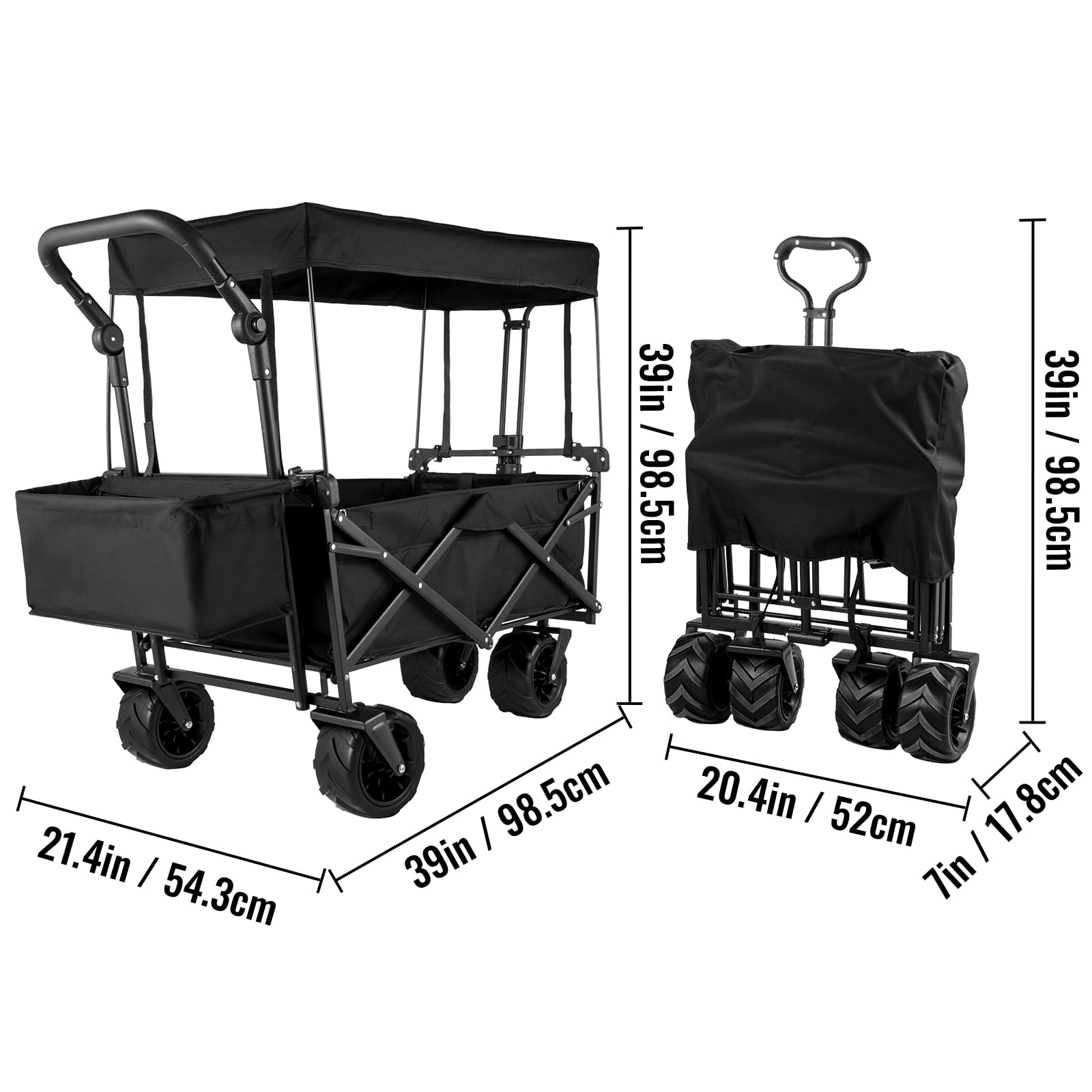 VEVOR 220.5 lbs Capacity with Garden Wagon with Removable Canopy