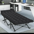 thumbnail image 4 of Folding Camping Cots for Adults, Portable Outdoor Camping Bed with Mattress, Heavy Duty Guest Bed Sleeping Cot Folding Bed for Camping Traveling Office Use, 74" X 26", Black, Supports 330 Lbs, 4 of 9