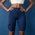 thumbnail image 5 of Stamzod Women's Short Leggings with Pockets Butt-Lifting Cargo Yoga Shorts Casual High Waisted Gym Workout Leggings Navy-1 L, 5 of 5