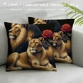 thumbnail image 3 of GOSMITH  Lion Rose Pillow Cover ,Wildlife Animals Red Rose African Couple Lion Farmhouse Country Print Throw Pillow Cover Set for Couch Sofa Living Room, 3 of 5