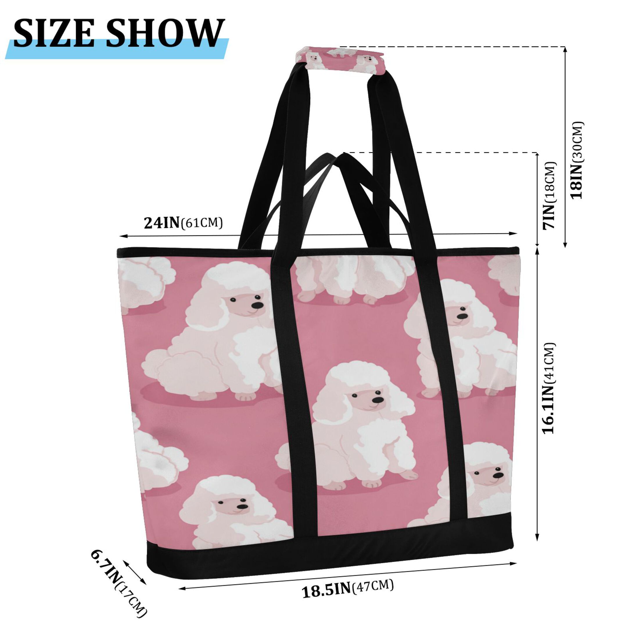 Extra-Large Wide Opening Design Capacity Hand-Held Ice Pack Thickened Insulation Layer For Long-Lasting Cold Retention For Outdoor Shopping Picnics And Camping Cute White Dogs