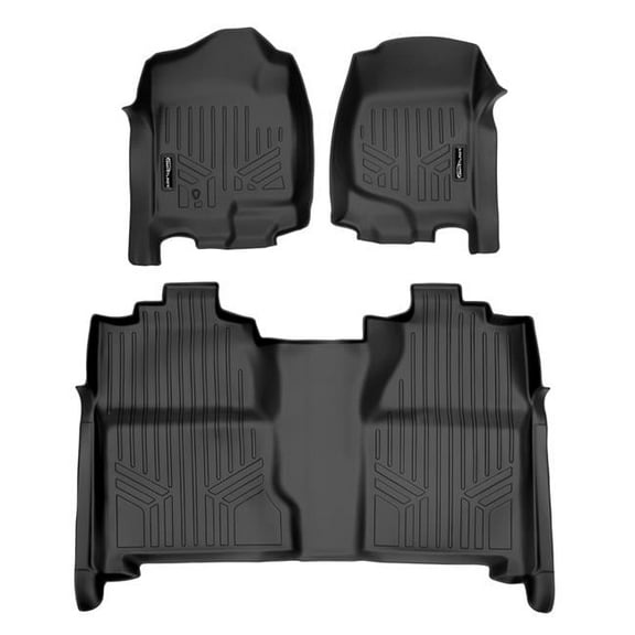 SA0015-B0020 2 Row Floor Mats Liner Set for 2007-2013 Chevy Silverado 1500, Black