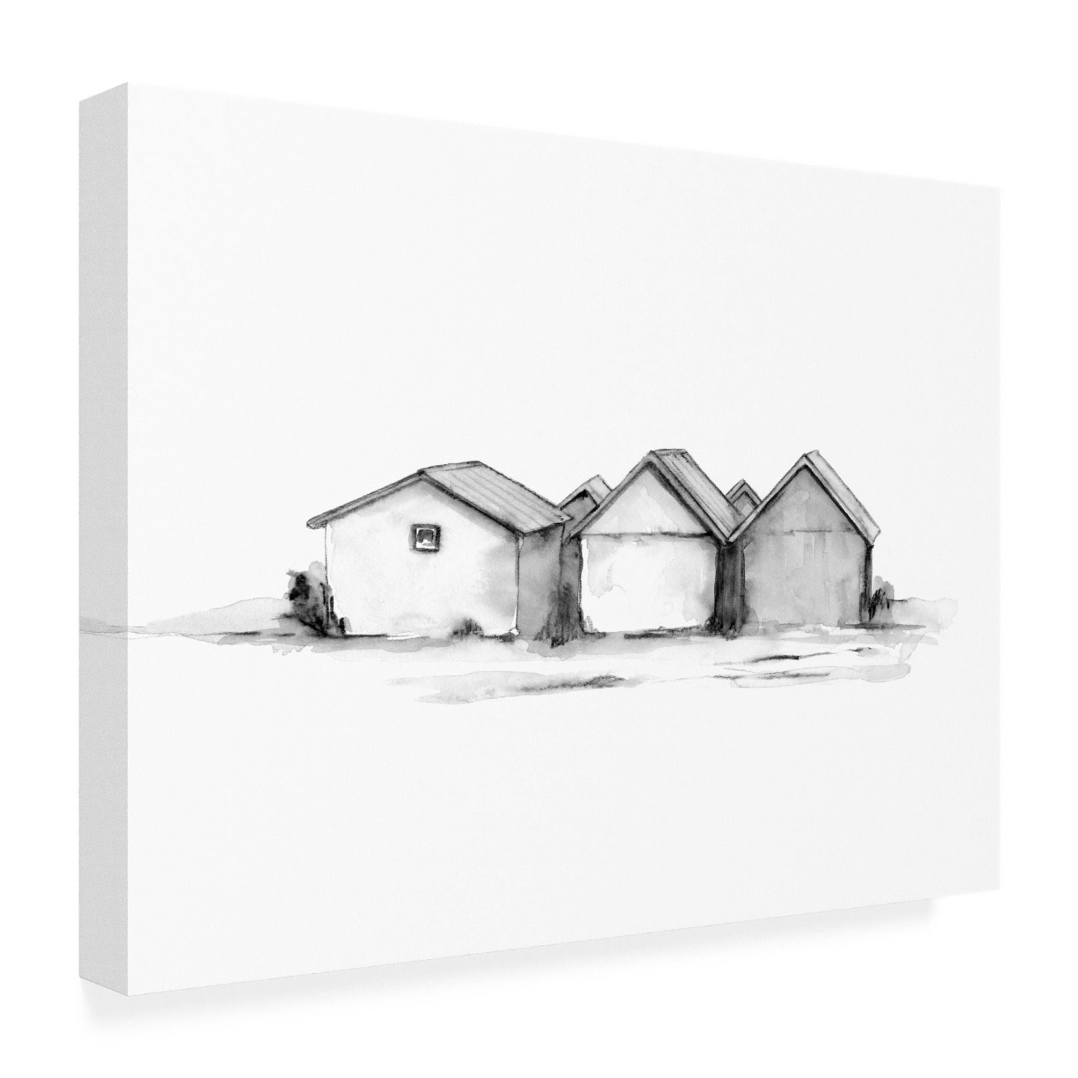 Canvas Wall Art - Emma Caroline 'Fishing Huts I' Wall Art for Living Room, Bedroom, or Office Décor by Trademark Fine Art - 47 x 35 Inches