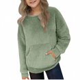 thumbnail image 2 of Cowsor Girls Fuzzy Fleece Pullover Hoodies Sweatshirt Casual Loose Outwear Coat with Pockets, 2 of 7