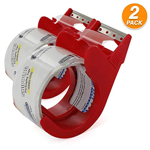 1.88 Inch x 27.3 Yards Heavy Duty Packaging Tape with Dispenser (Pack of 2)