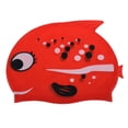 thumbnail image 2 of Lutabuo Cute Children Cartoon Swimming Cap Silicon Diving Waterproof Bobofish Red, 2 of 4