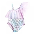 thumbnail image 3 of BESLY Baby Toddler Girls' Ruffle Bathing Suit Swimsuit UPF 50+ Beach Sport Off Shoulder One Piece Swimsuit, 3 of 4