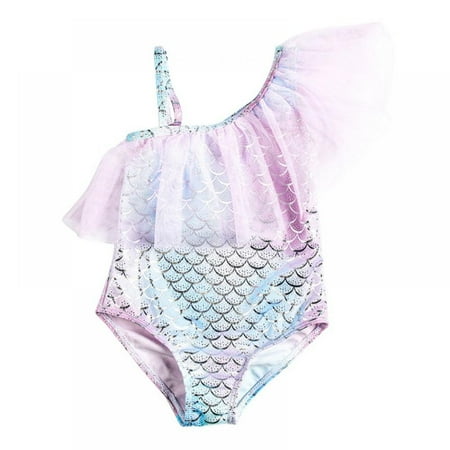 

Sunwukong Girls One Piece Swimsuits Hawaiian Ruffle Swimwear Beach Bathing Suit