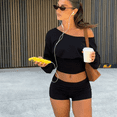 thumbnail image 4 of EASYBRAUS Women Two Piece Sweatshirt Shorts Set Casual Sport Streetwear Outfit, 4 of 7