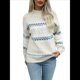 thumbnail image 2 of Suéteres Casuales de Punto con Estampado de Leopardo para Mujer, Suéteres de Larga con Cuello Redondo Albaricoque XL, 2 of 10