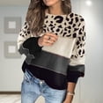 thumbnail image 1 of ICHUANYI Liquidación Mujeres Manga Larga Leopardo Costura Cuello Redondo Top Casual Suelto Suéteres Blusa ICHUANYI WER202308232235, 1 of 7
