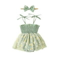 thumbnail image 6 of Douhoow Baby Girls Daisy Romper Infant Sleeveless Strap Pleated Tulle Bodysuits, 6 of 8