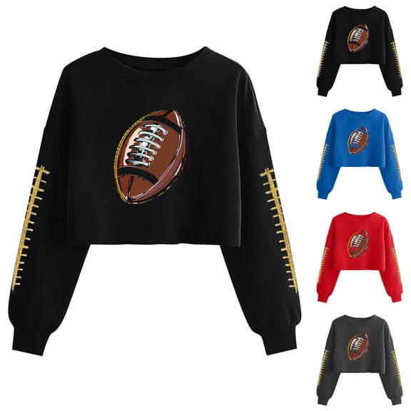 Goodtrade8 Cropped Womens Sweatshirts Graphic Sportswear Long Sleeve Casual Sports Leisure Crewneck Women Winter Tops