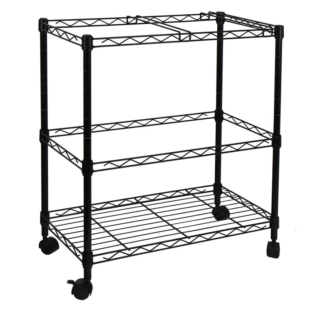 Kepooman 2 Tier Compact Mobile Wire Filing Cart, Office Supplies, Black