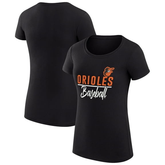 Women's G-III 4Her by Carl Banks Black Baltimore Orioles Super-Slim Fit Lightweight Team Graphic T-Shirt