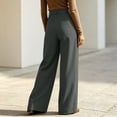 thumbnail image 3 of cocolona Womens Summer Casual High Waist Dress Pants Elastic Waist Straight Wide Leg Vacation Pants with Pockets, 3 of 5