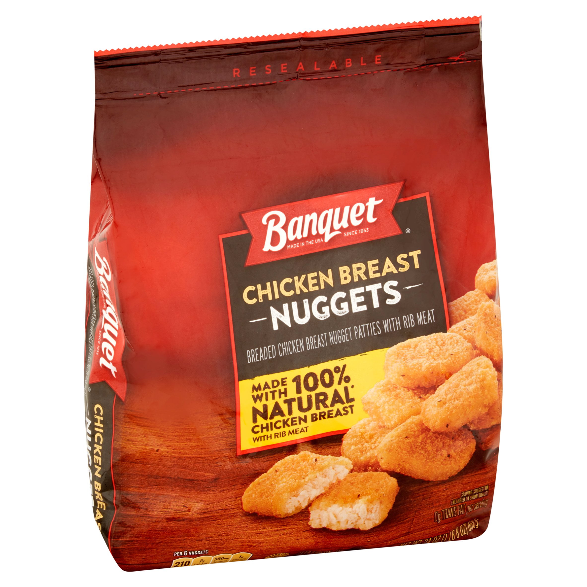 BANQUET Chicken Breast Nuggets Made With 100% Natural* White Meat Chicken, 24 oz.