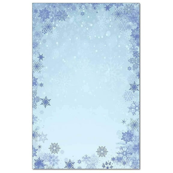 Blue Snowflakes Jumbo Card Invitations (DIY - Print Your Own) - 48 Invitation Cards (OLCX909)