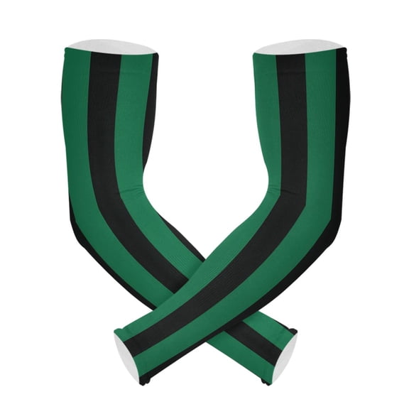 ALAZA Green and Black Stripes UV Sun Protection Arm Sleeves UPF 50  Compression Cooling Sleeve 1 Pair