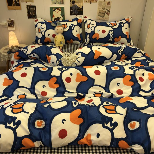Ensemble de Quatre Pièces Style Instagram Chambre à Coucher Lit Ensemble de Trois Pièces Housse de Couette Étudiante Housse de Couette Lit Simple