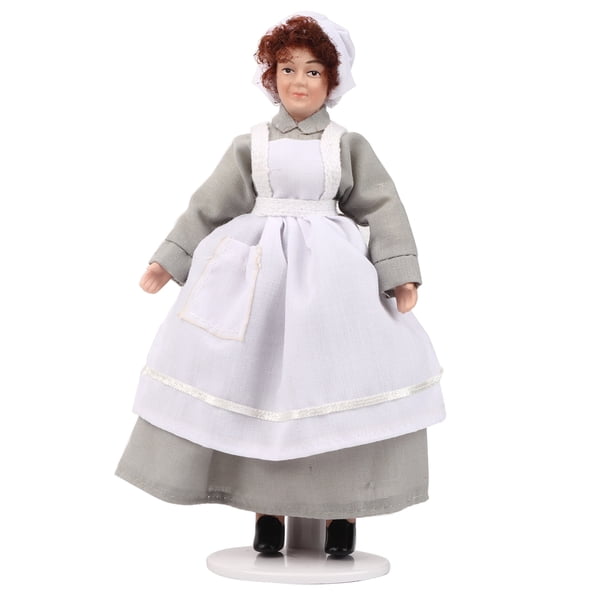 1:12 Escala Muñeca De Cerámica De Porcelana En Miniatura, Modelo De Muñecas De Chef Y Sirviente, 3 Figuras De Acción Posibles, Muñecas De Casa De Muñecas Para Navidad,