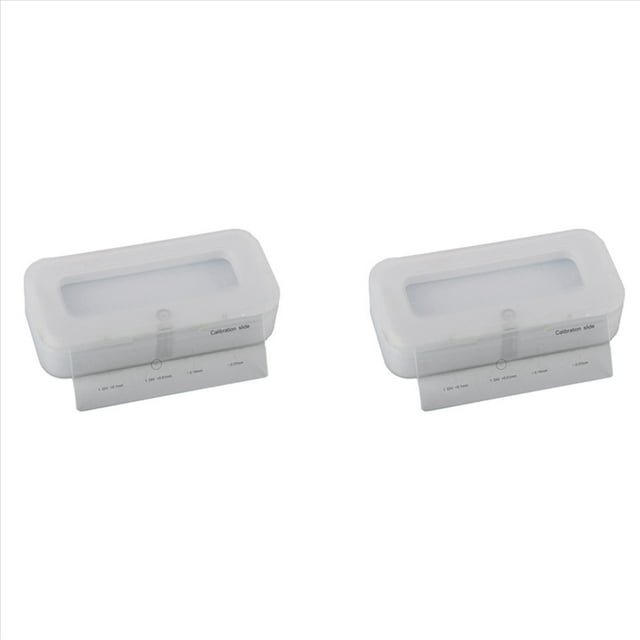 2 Pcs Diapositives de Microscope 0.01mm Règle de Calibration de Microscope Micromètre de Scène, 2 x Diapositives de Calibration de Microscope 2 x Boîte de Rangement en Plastique, Blanc & transparent