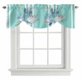 thumbnail image 2 of Shells Tie Up Valances Curtain, Adjustable Kitchen Retro Watercolor Shell Coral Starfish Teal Green Stripes Valances for Windows Decor, Rod Pocket Short Curtains Set for Bedroom/Bathroom, 42"x18", 2 of 9