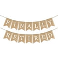 thumbnail image 1 of HINTRMENT 2Pcs Decorative Linen Retirement Banner with Party Flags for Photo Backdrop and Cake Table, 1 of 7
