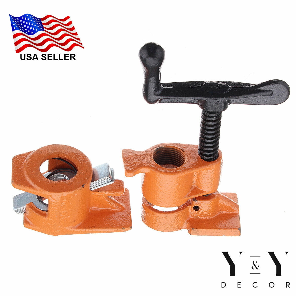 Y&Y Decor (4 Pack) 3/4" Wood Gluing Pipe Clamp Set Heavy Duty PRO Woodworking Cast Iron