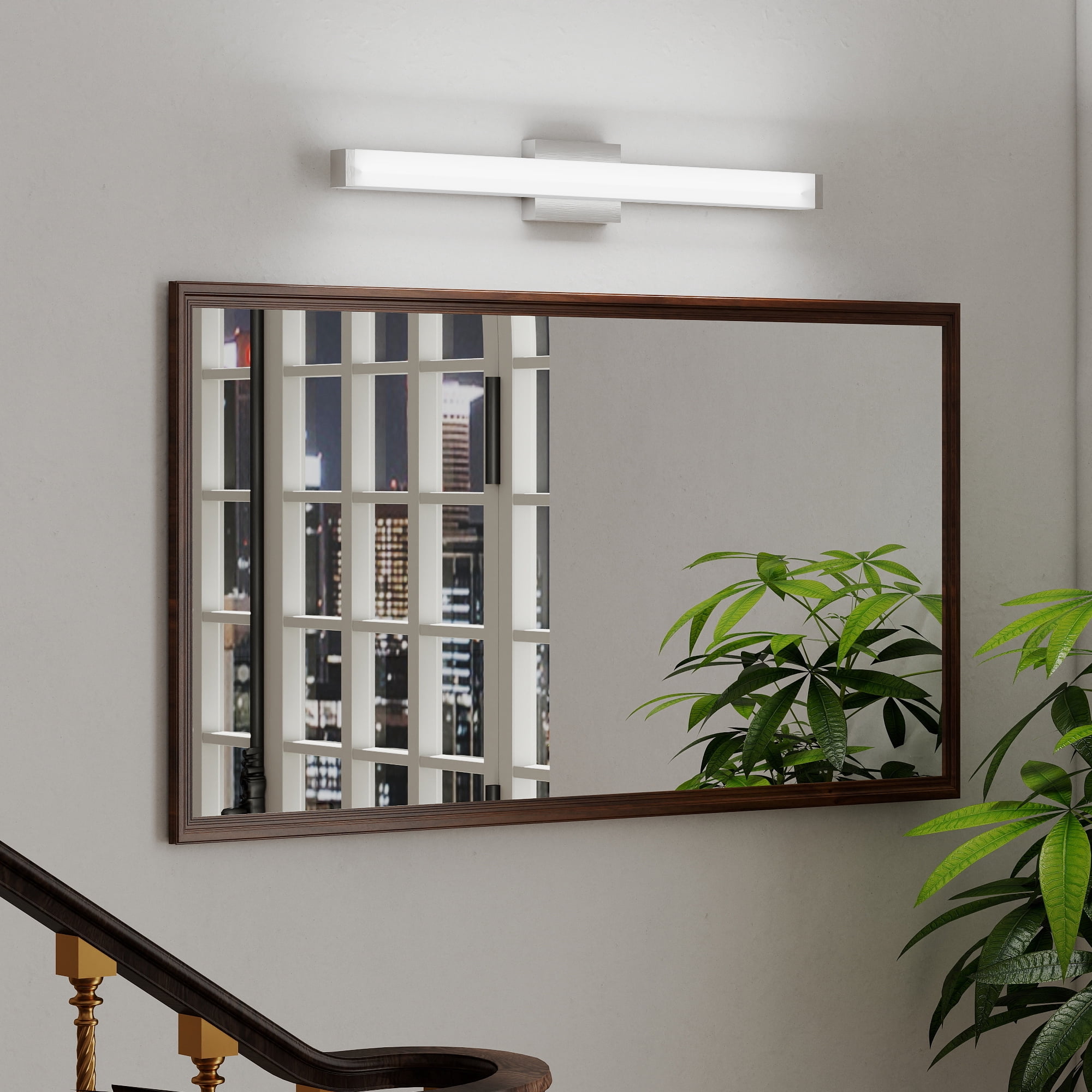 TICOZE 33 Inch Brushed Nickel Modern LED Vanity Light Bar, 18W 6000K Cool White, Energy-Saving Bathroom Mirror Lighting Fixture